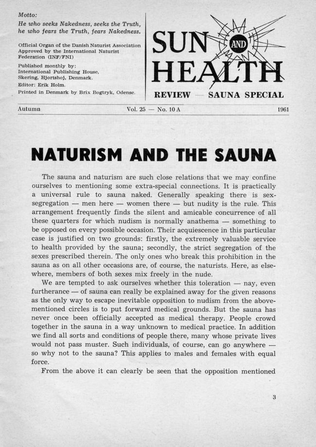 Nudists magazine - Sun and healt - Sauna - Nudism and finnish bath